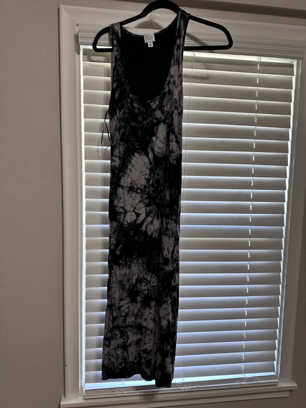 Tie-Dye Black & Gray Tank Maxi Dress -  Women